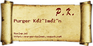 Purger Kálmán névjegykártya